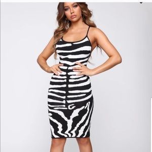 Fashion Nova Zebra Midi Dress